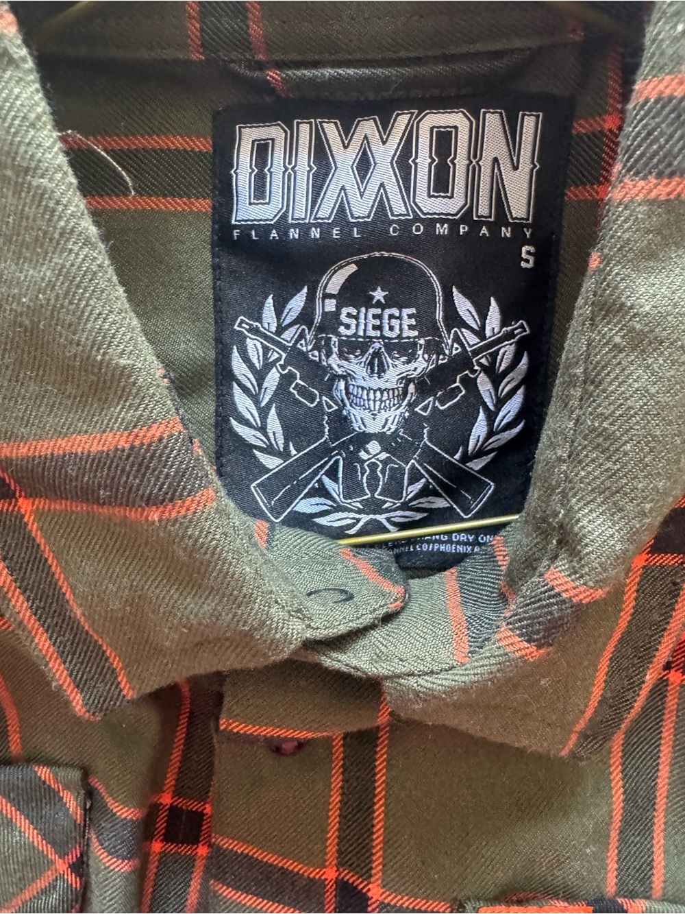 DIXXON Olive Plaid Button-Down Shirt with Orange Windowpane - Picture 2 of 2
